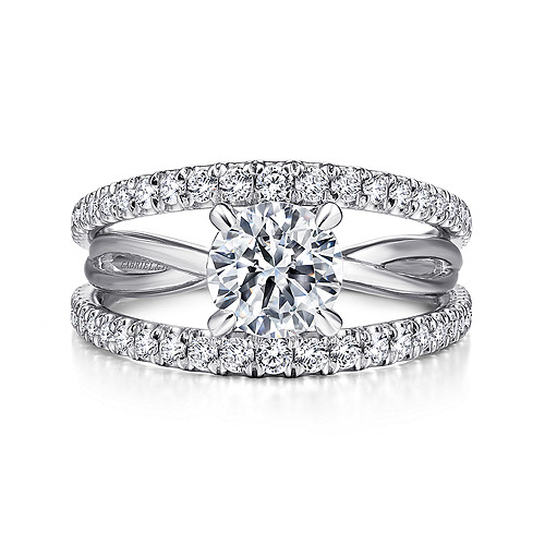 14K White Gold Round Diamond Engagement Ring - 0.59 Ct