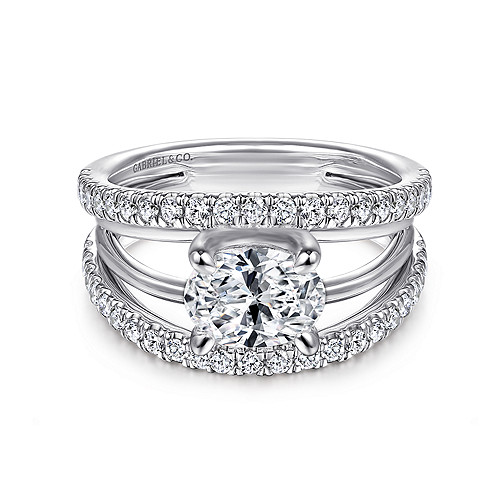14K White Gold Oval Diamond Engagement Ring - 0.59 Ct