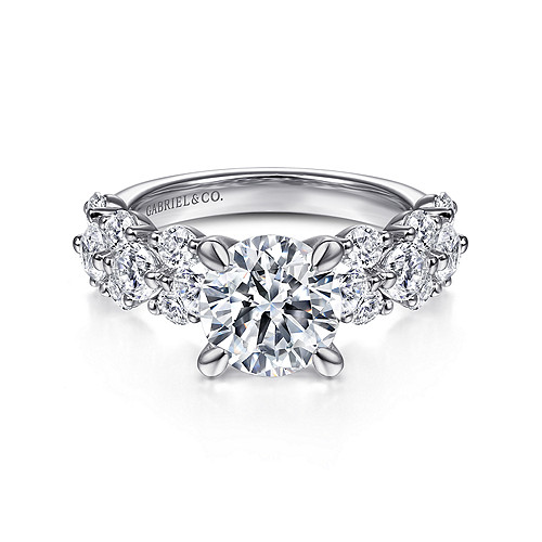 14K White Gold Round Diamond Engagement Ring - 1.35 Ct