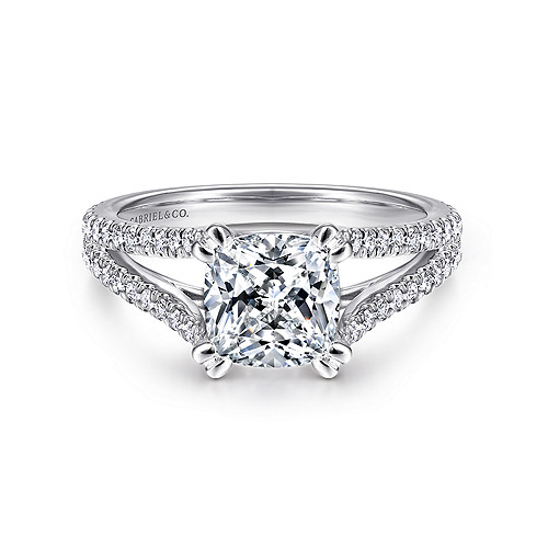14K White Gold Cushion Cut Diamond Engagement Ring - 0.46 Ct