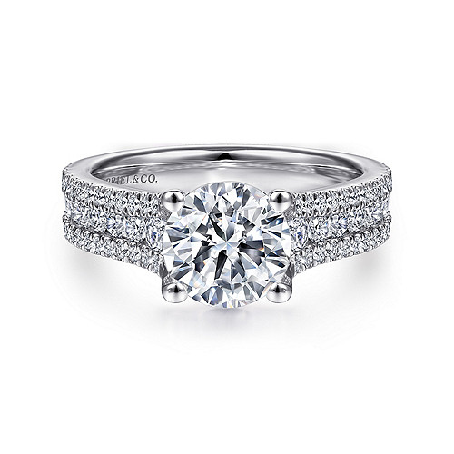 14K White Gold Round Diamond Engagement Ring - 0.84 Ct