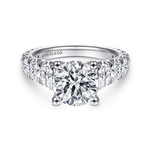 14K White Gold Round Diamond Engagement Ring - 1.63 Ct
