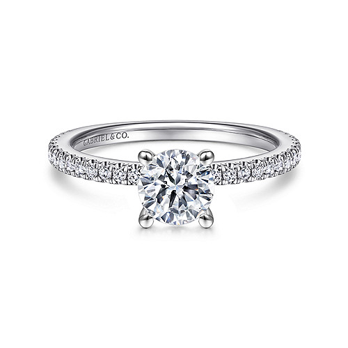14K White Gold Round Diamond Engagement Ring - 0.19 Ct