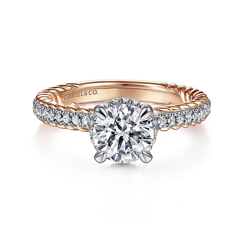 14K White/Rose Gold Round Diamond Engagement Ring - 0.28 Ct