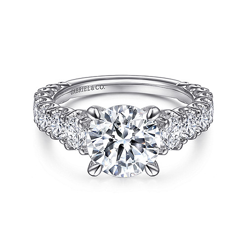 14K White Gold Round Diamond Engagement Ring - 1.18 Ct
