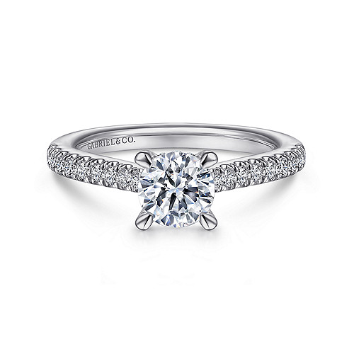 14K White Gold Round Diamond Engagement Ring - 0.34 Ct