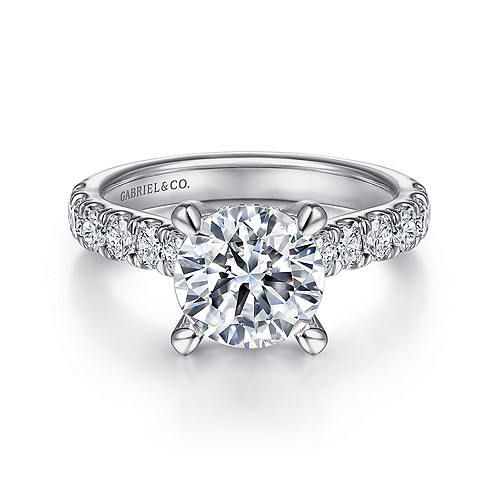 14K White Gold Round Diamond Engagement Ring - 0.91 Ct