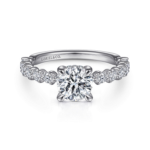 14K White Gold Round Diamond Engagement Ring - 0.55 Ct