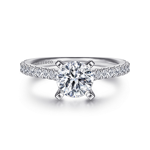 14K White Gold Round Diamond Engagement Ring - 0.31 Ct