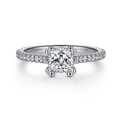 14K White Gold Cushion Cut Diamond Engagement Ring - 0.23 Ct
