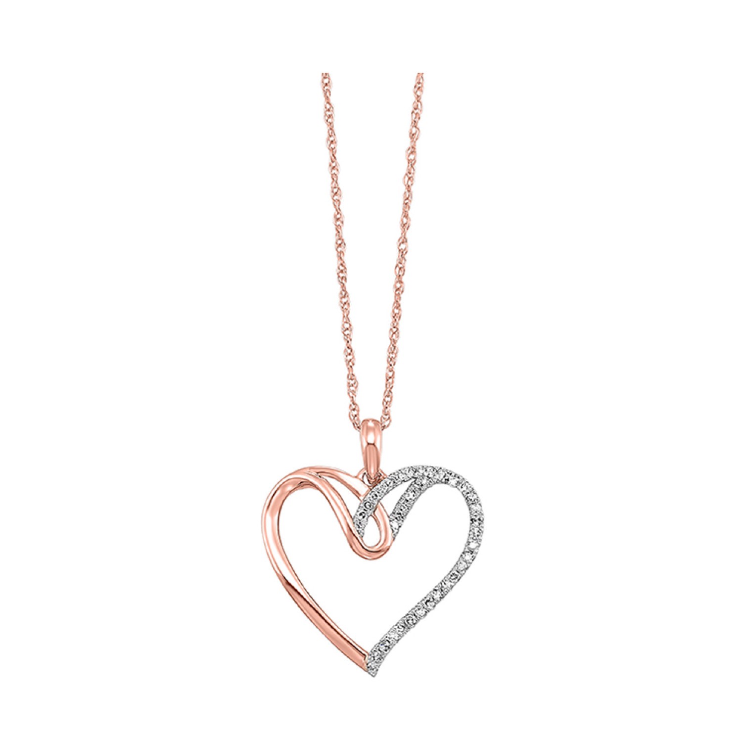 10Kp 1/10Cttw Diamond Heart Pendant