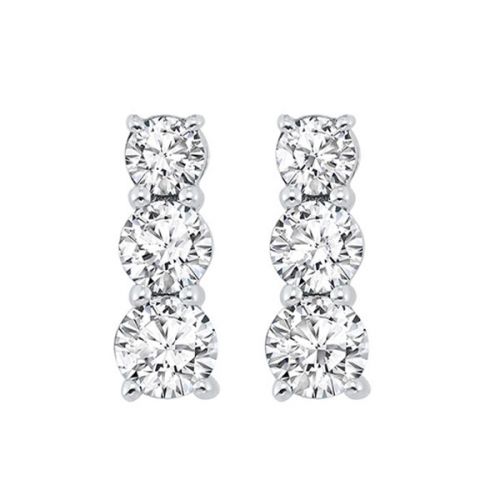 Ss .33Cttw Three Stone Diamond Earrings