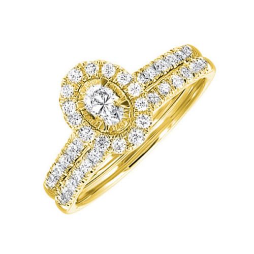 14Ky 3/4Cttw Oval Halo Diamond Wedding Set