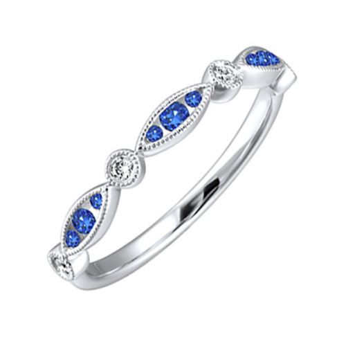 14Kw Sapphire & Diamond Stackable Band