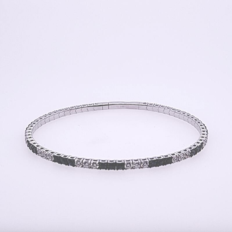 14Kw Sapphire & Diamond Flexible Bangle  S=2.494Ct D=1.80Ct