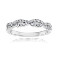 14Kw 1/3Cttw Rb Diamond Pave Twist Band  42Rb=1/3Ctw  Finger Size 6