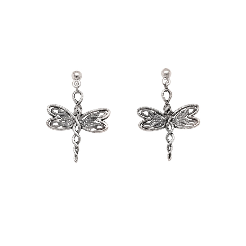 SS Rhodium Dragonfly Stud Earrings