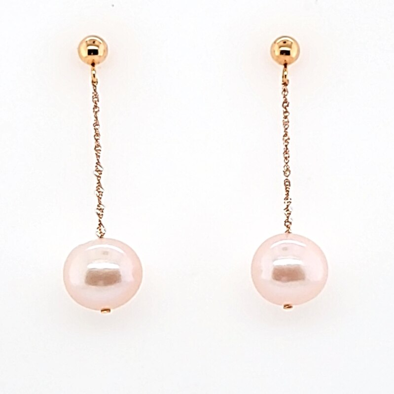 14Kr 9-9.5Mm Potato Pearl Dangle Earrings