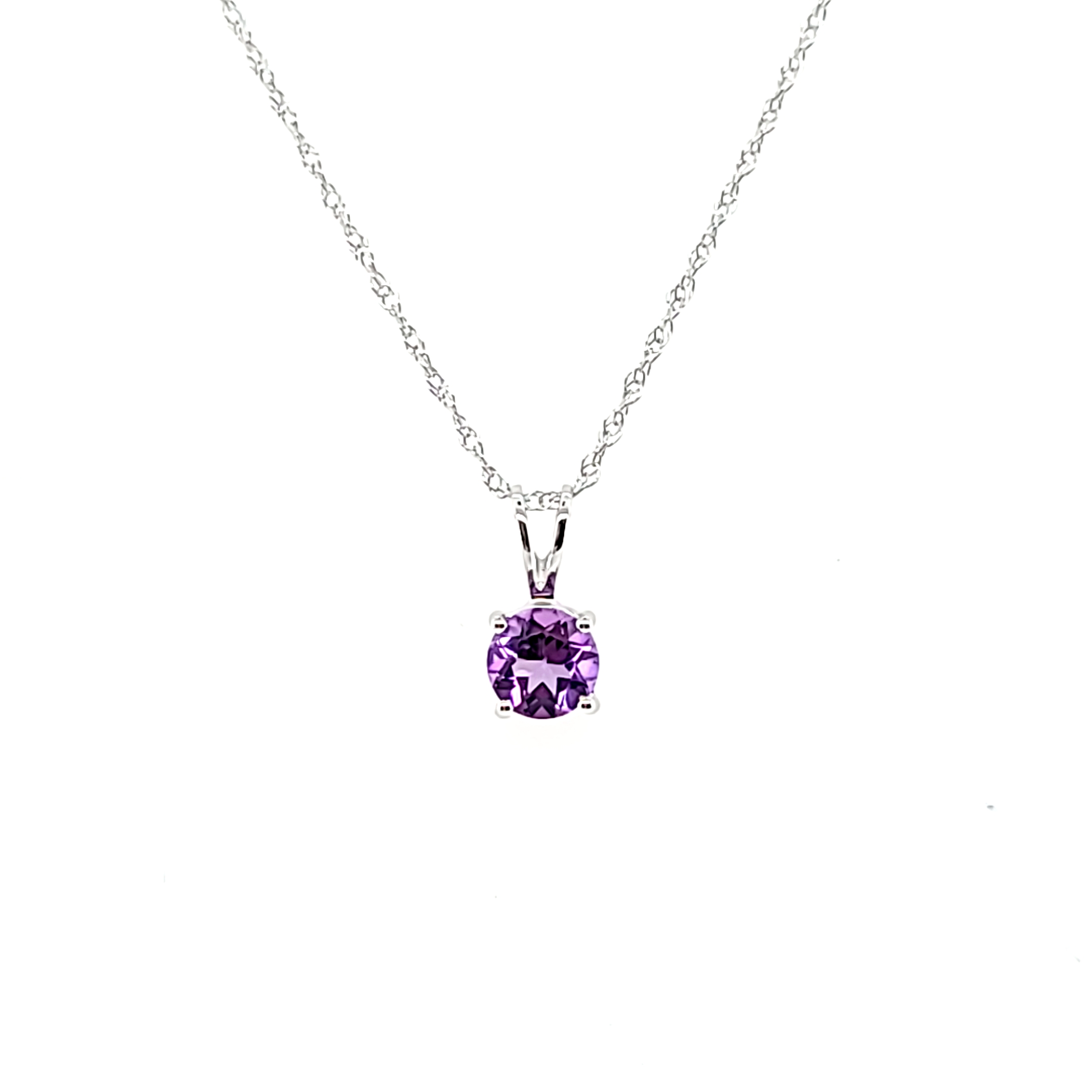 14kw 5mm Amethyst Pendant w/Chain