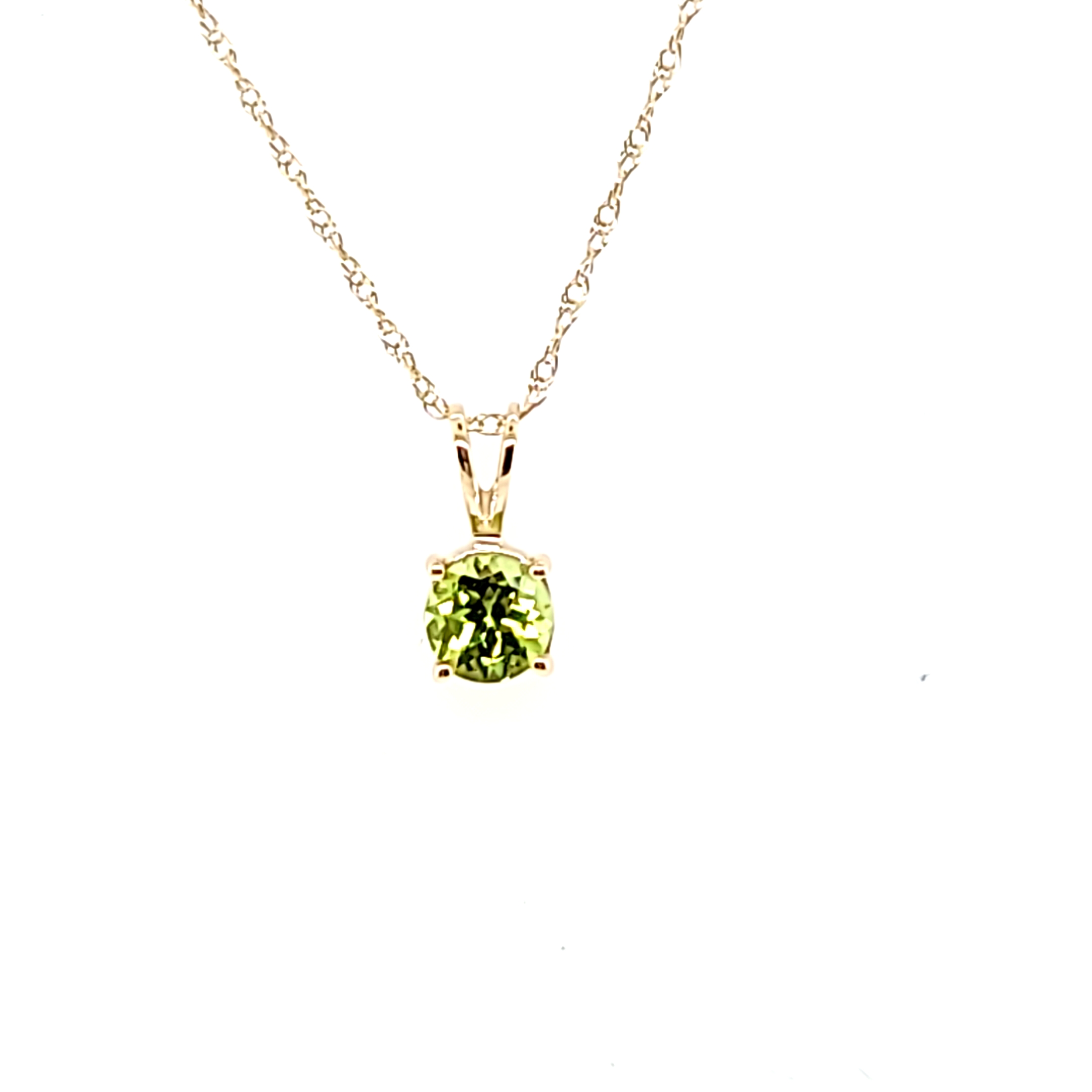 14ky 5mm Peridot Pendant w/Chain