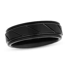 Tungsten 7Mm Black Ip Ribbon Ring - Size 10