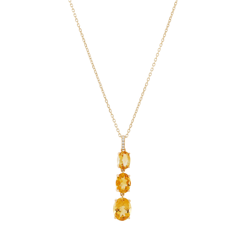 10ky 3 Stone Oval Citrine Pendant