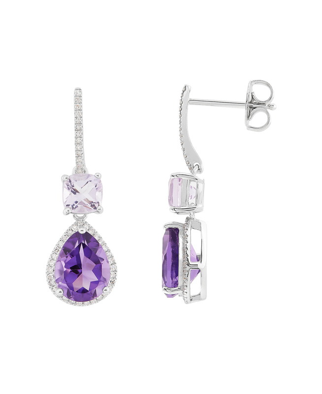 SS Purple and Pink Amethyst Drop Earrings