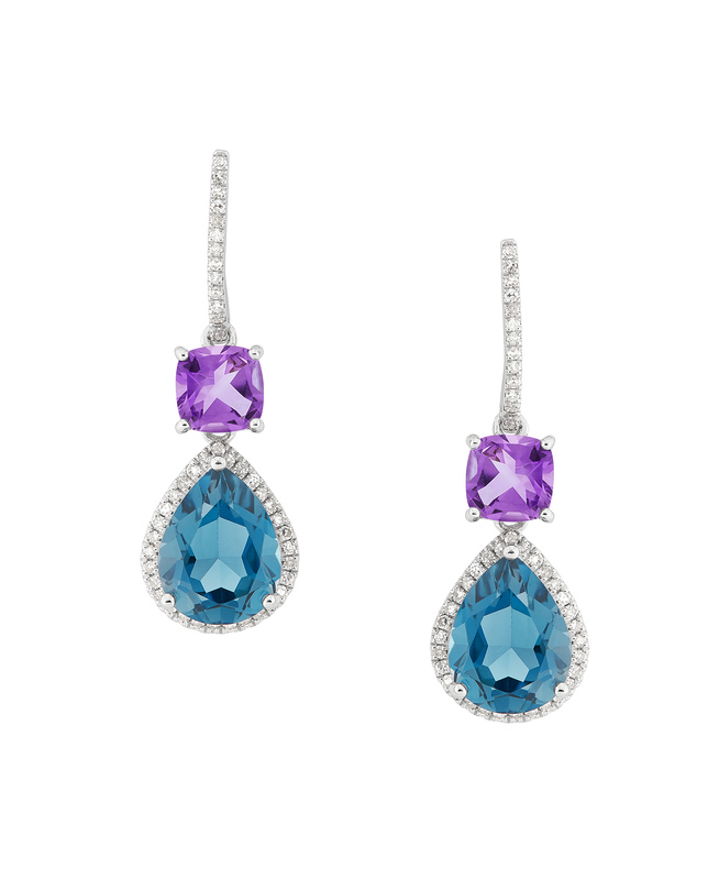 SS London Blue and Amethyst Drop Earrings