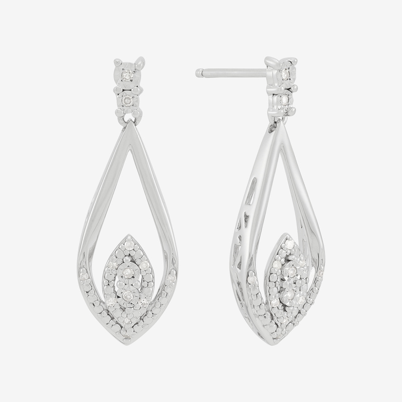 SS Pear Shape Lab Diamond Earring  0.1cttw