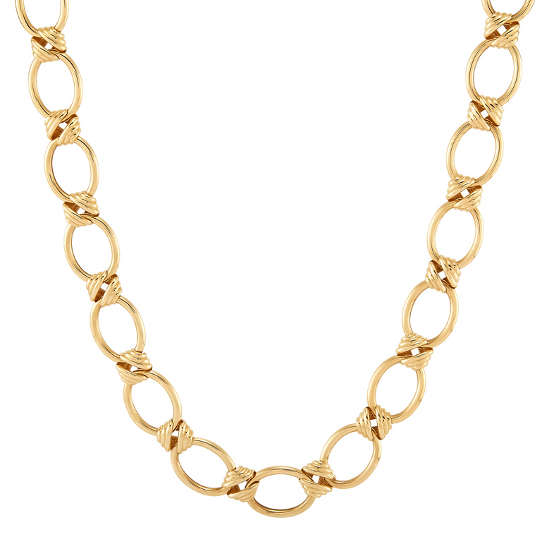 14ky Oval Link Station Necklace