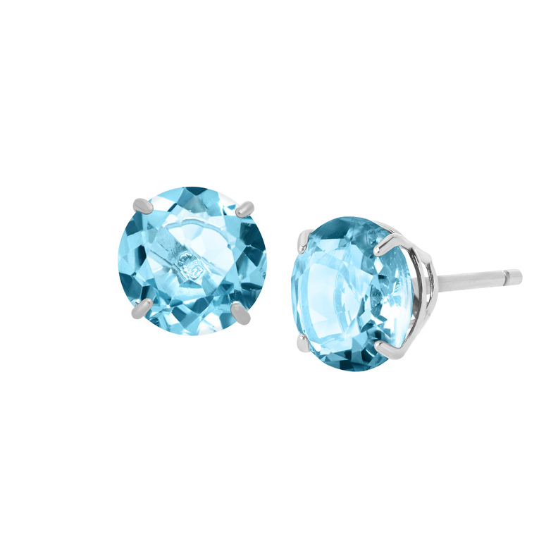 10kw Round Blue Topaz Studs