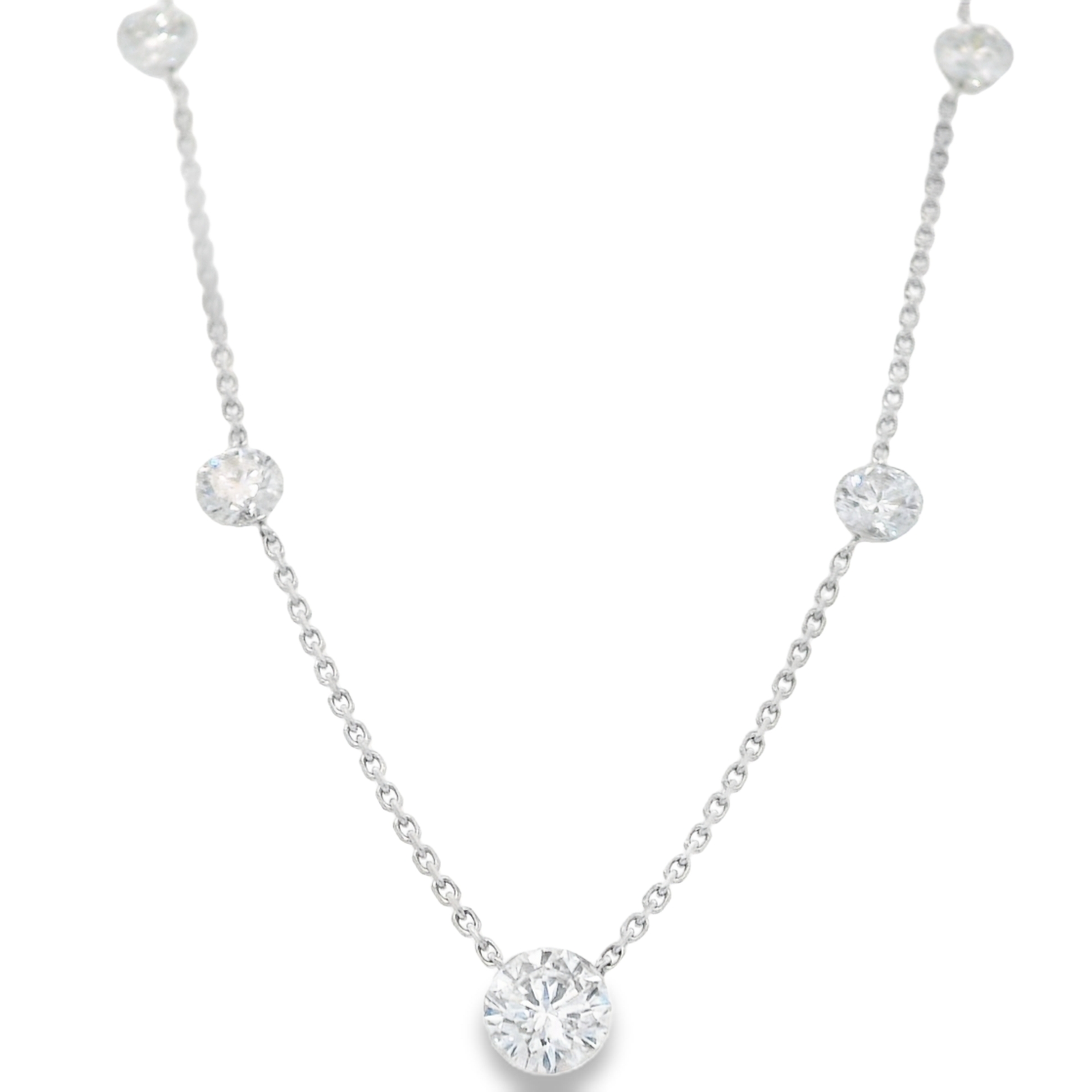 14kw Lab Invisible Diamond Necklace  3.15cttw