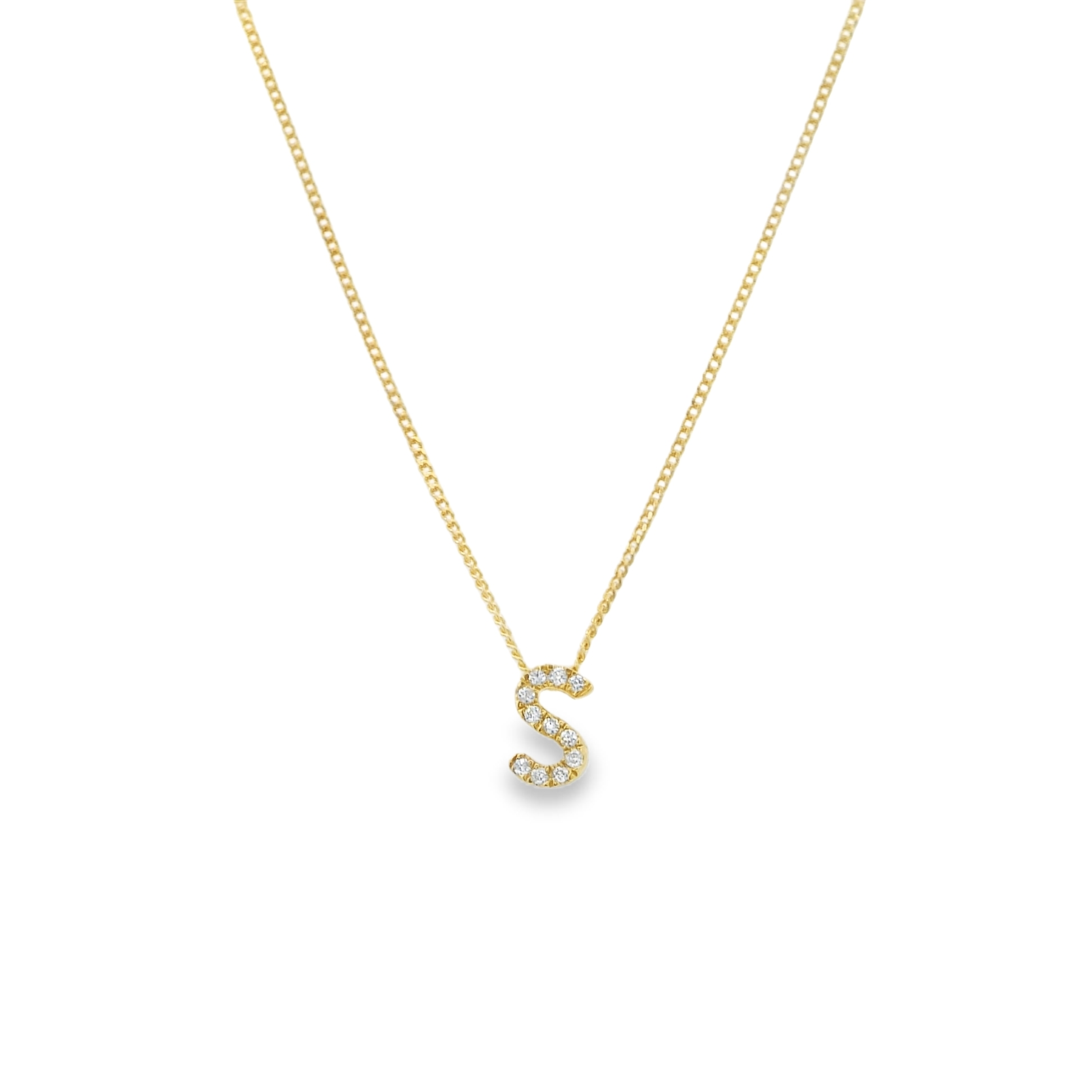 14ky Diamond S Pendant  0.04cttw 18" Adjustable