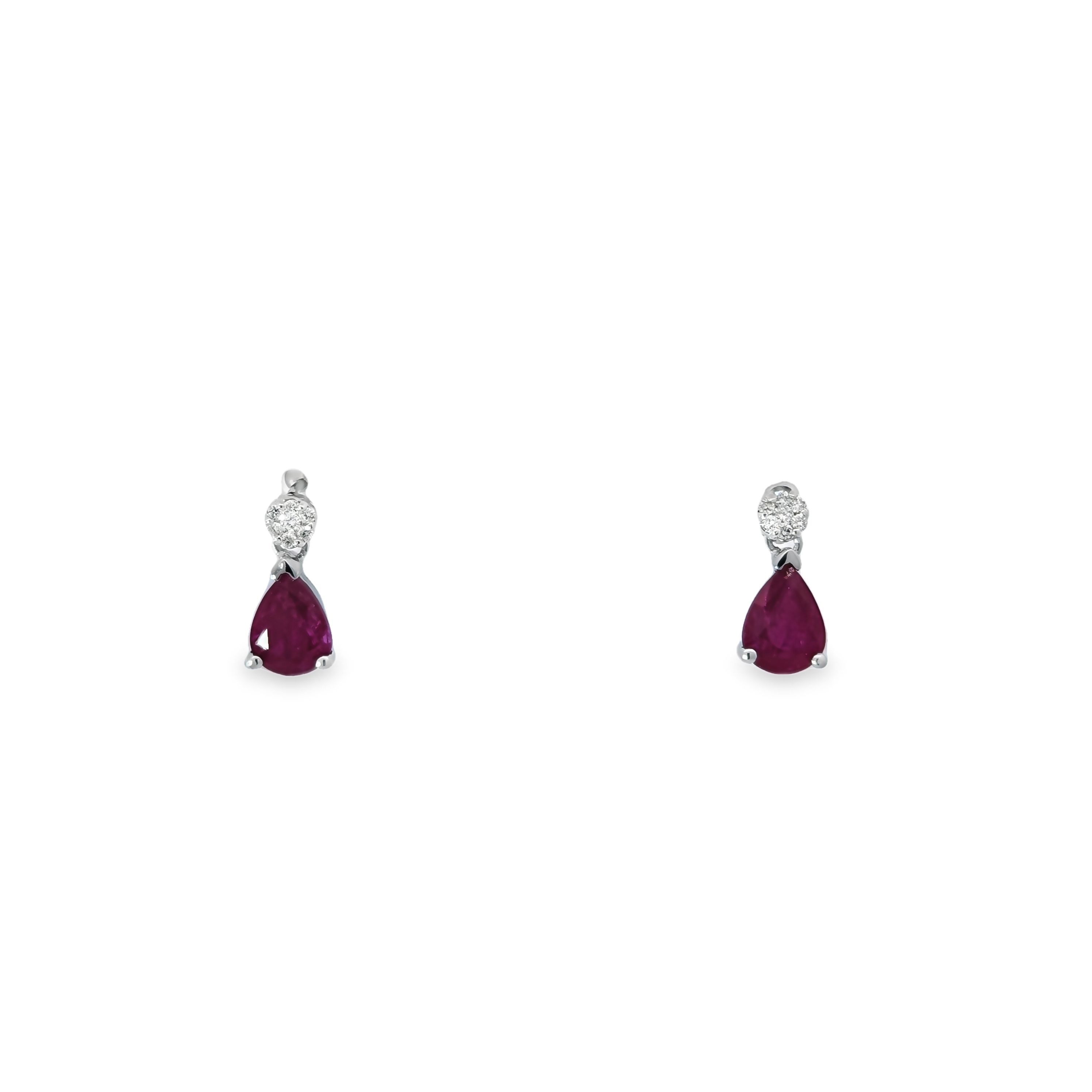 14Kw P/S Ruby & Diamond Dangle Earrings  R=2.35Ct D=.12Ct