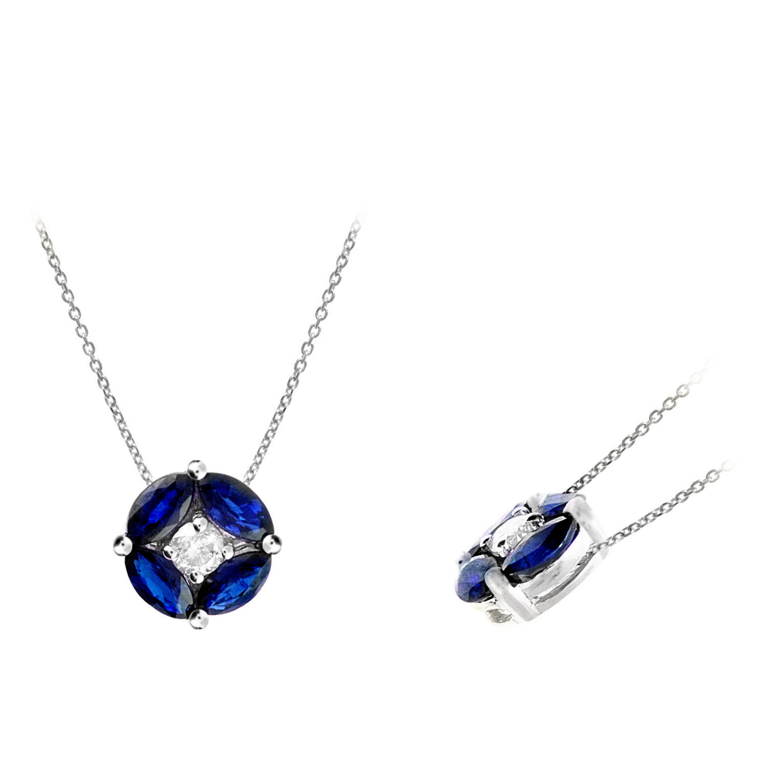 14Kw Sapphire Pendant W/Diamond Accent  S=.80Ct
