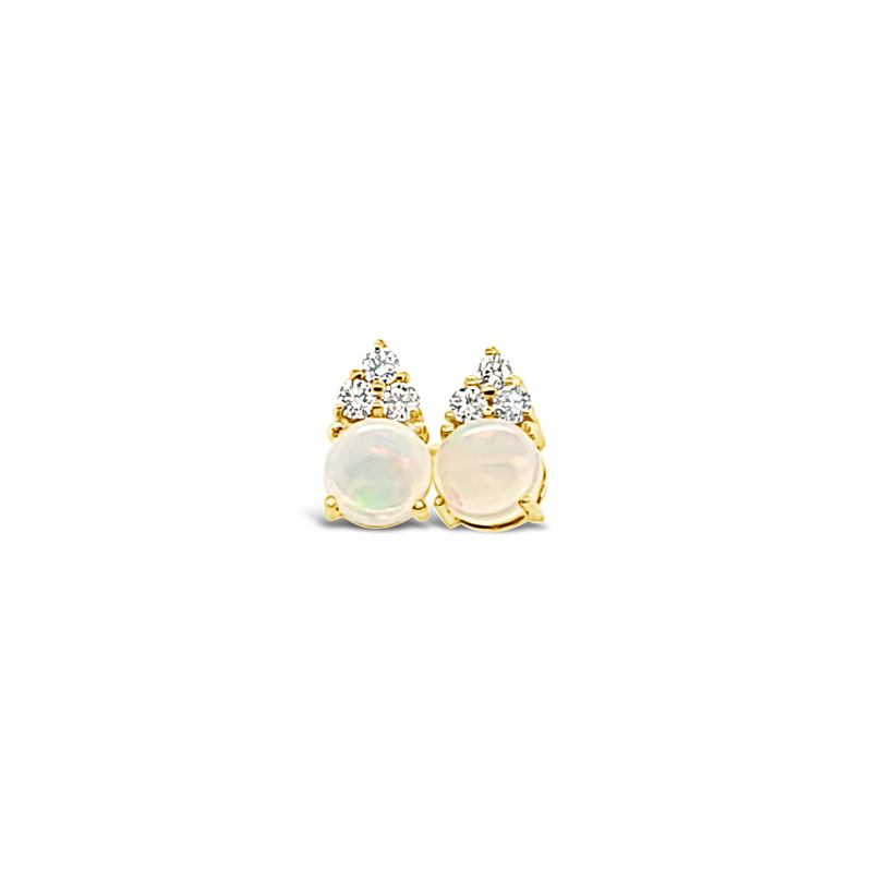 14Ky Opal & Diamond Stud Earrings  Opal=1.70Ct D=.36Ct