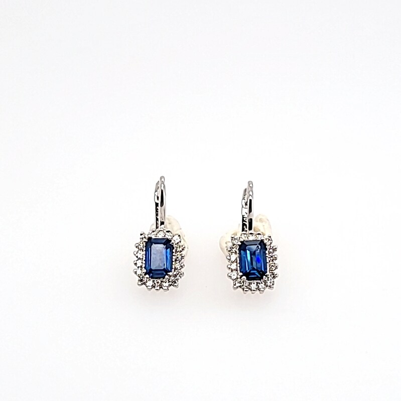 14Kw E/C Sapphire & Diamond Earrings  S=1.40Ct  D=.36Ct