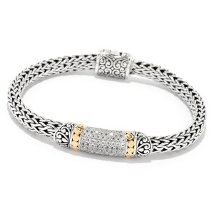 Ss/18K 6.75" Wht Topaz Pave Bracelet