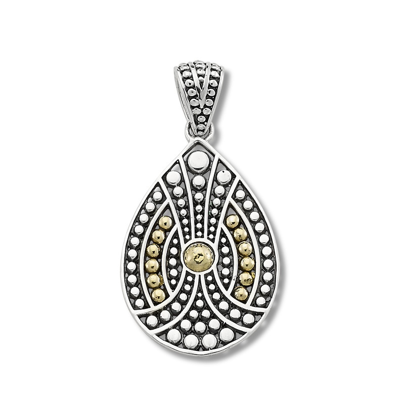 SS/18k Dot Design Pear-Shaped Pendant