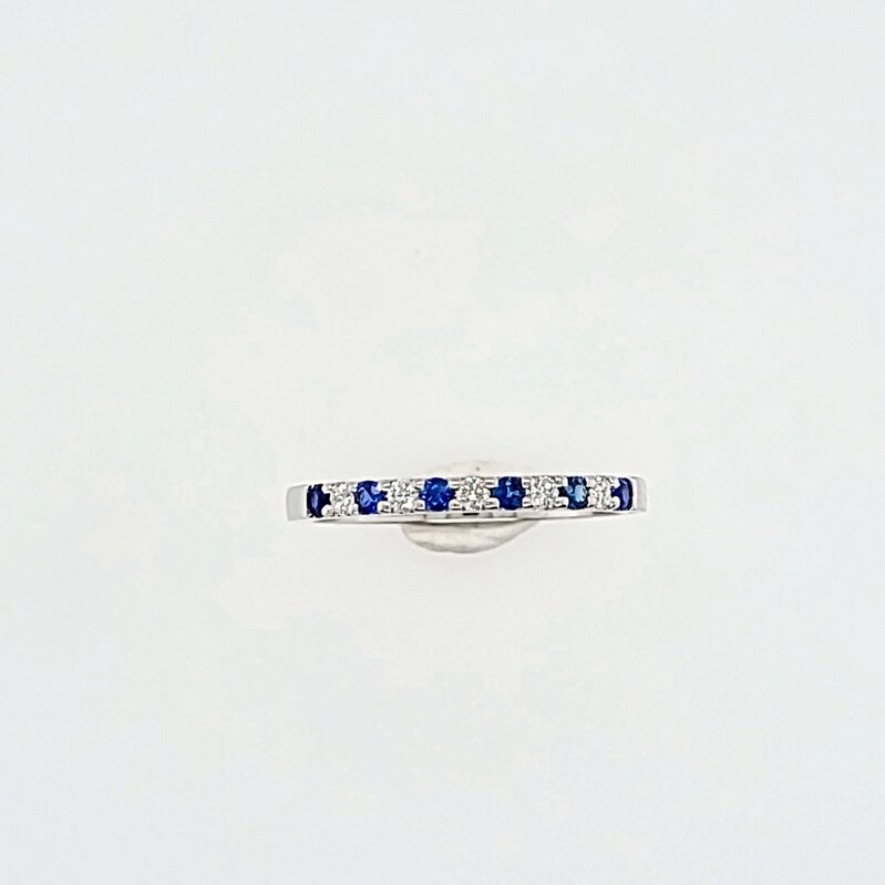 14Kw 11 Stone .25Cttw Sapphire & Diamond Shared Prong Band
