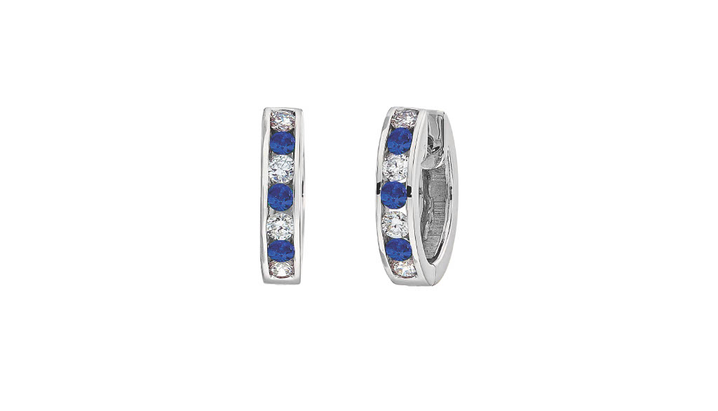 14Kw 1/2Cttw Sapphire And Diamond Huggy Earrings