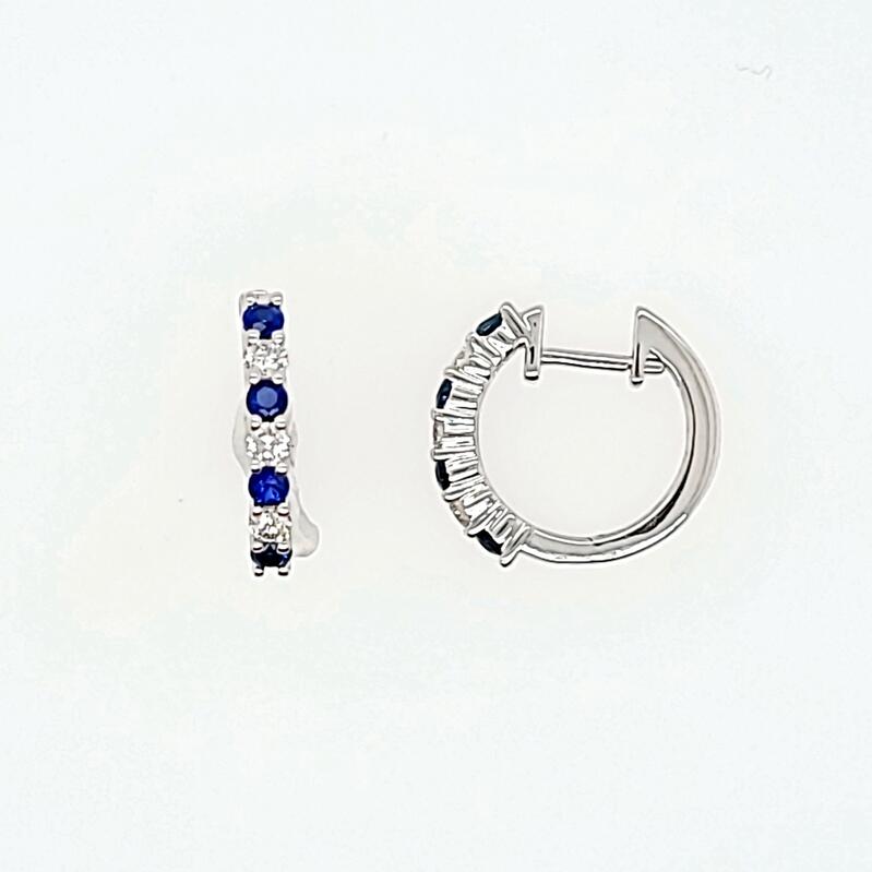 14Kw 14 Stone 1/2Cttw Sapphire & Diamond Hoops