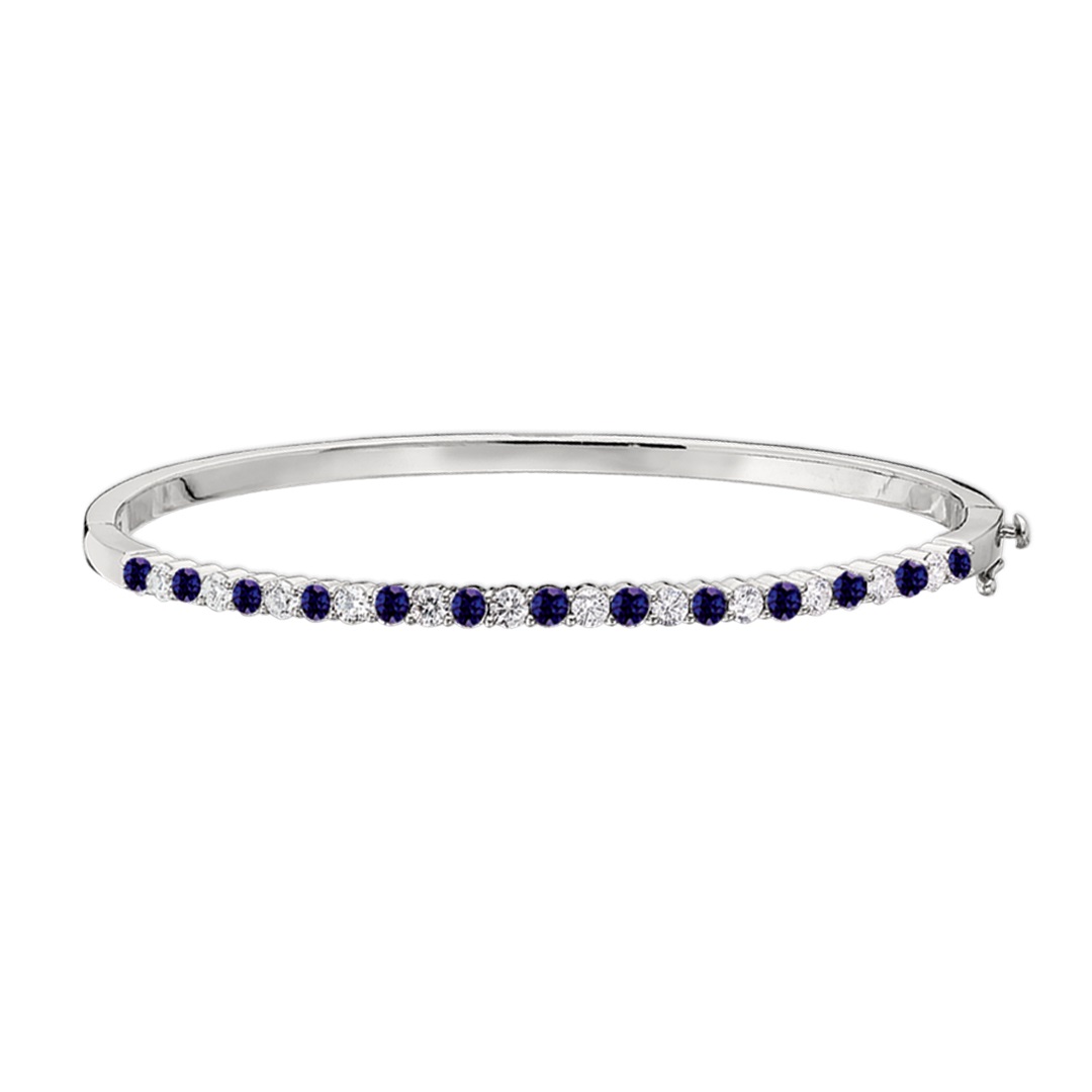 14Kw 1Cttw Sapphire & Diamond Bangle Bracelet