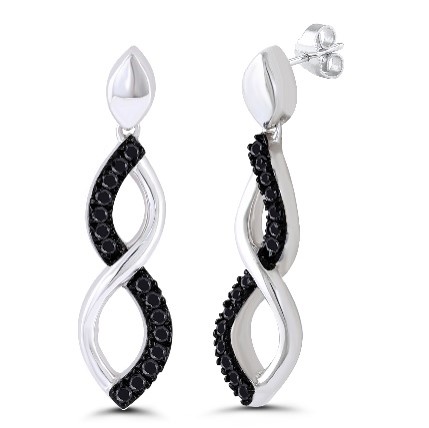 Ss Black & White Diamond Infinity Earrings