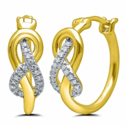 10Ky Diamond Accented Infinity Hoops