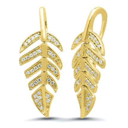 10Ky .20Cttw Diamond Feather Earrings