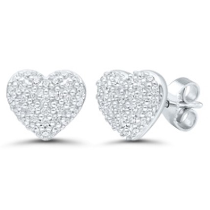 10Kw .20Cttw Diamond Heart Earrings