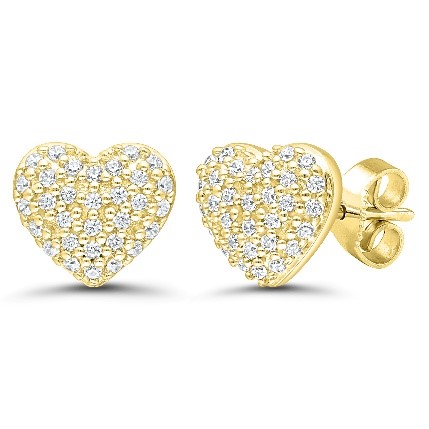 10Ky .20Cttw Diamond Heart Earrings