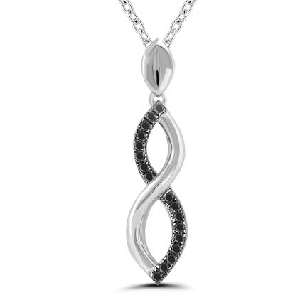 Ss Black & White Diamond Infinity Pendant