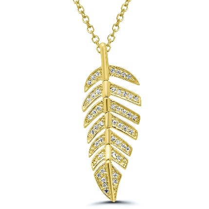 10Ky Diamond Accented Feather Pendant